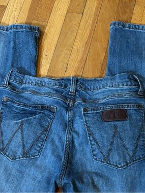 Wrangler Retro Blue Slim Straight Leg Jeans with Back Pocket Stitch